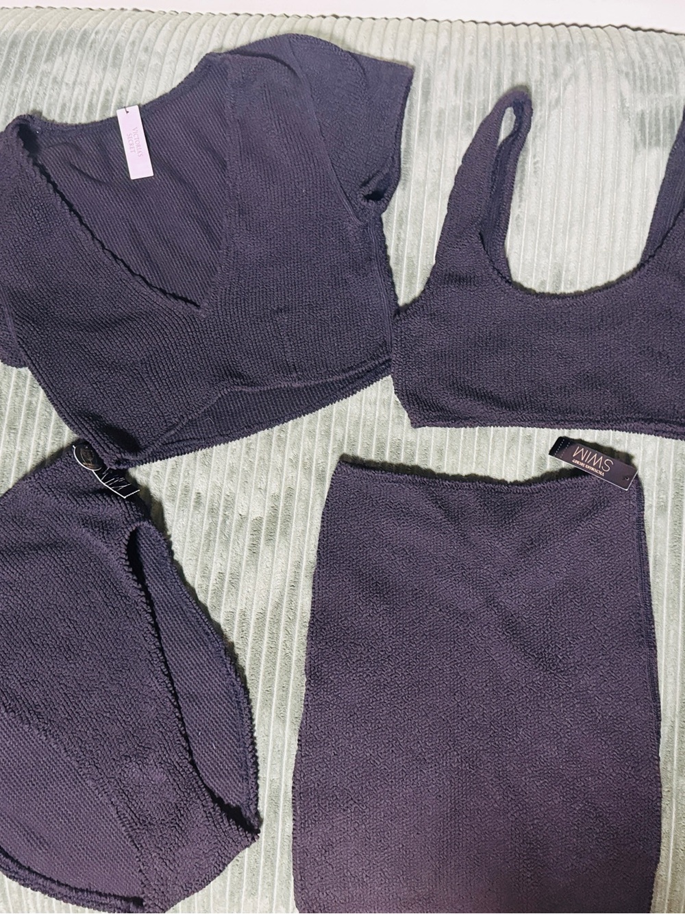 NWT Victorias Secret Black 4-Piece Crinkle Swim Set